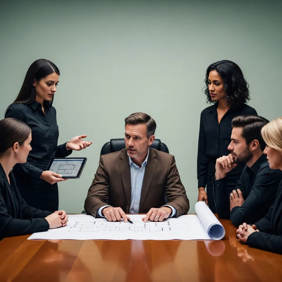 Equipa em reunião de análise